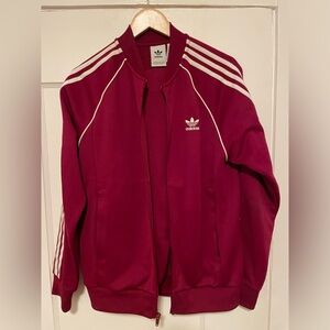 Burgundy adidas track suit medium